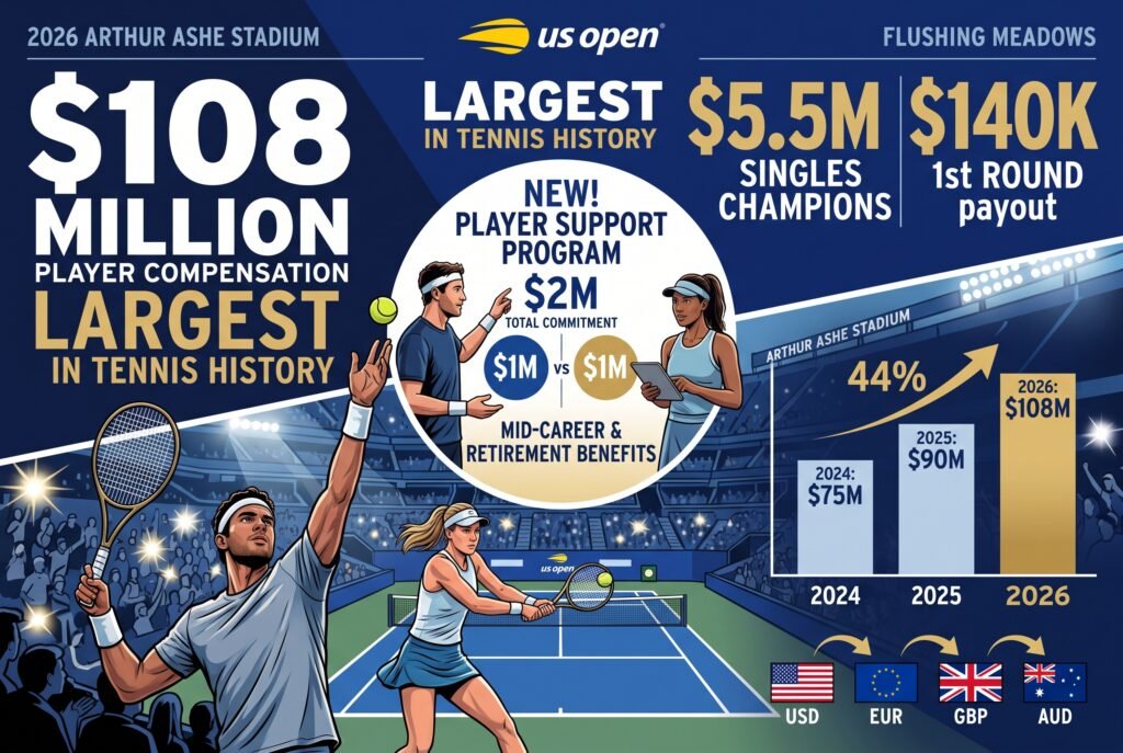 US Open 2026 Prize Money Breakdown: Men’s and Women’s Payouts